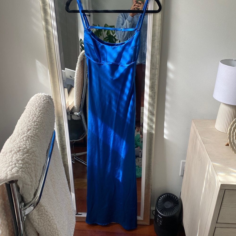 COPY - Hello Molly Blue Satin Maxi Dress